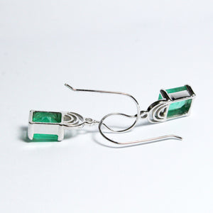 9ct White Gold 4.47ct Emerald Drop Earrings
