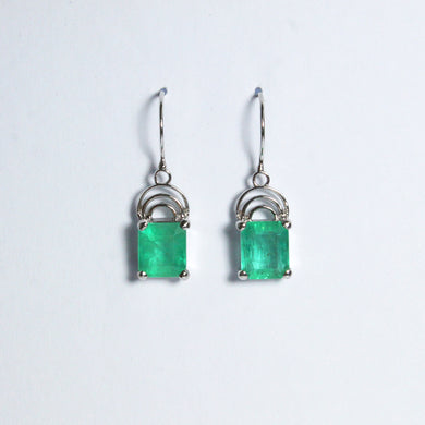 9ct White Gold 4.47ct Emerald Drop Earrings