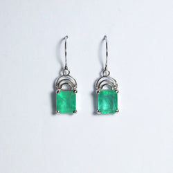 9ct White Gold 4.47ct Emerald Drop Earrings