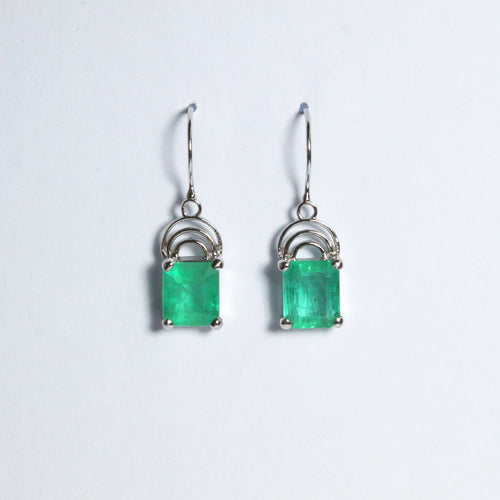 9ct White Gold 4.47ct Emerald Drop Earrings