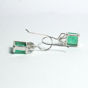 9ct White Gold 6.56ct Emerald Drop Earrings
