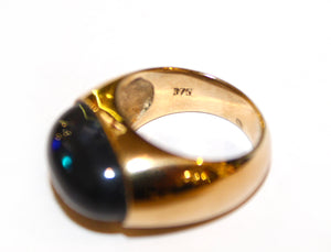 9ct Gold Solid Black Opal Ring