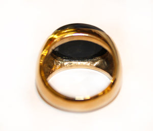9ct Gold Solid Black Opal Ring