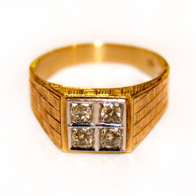 Vintage 14ct Yellow Gold Diamond Signet Ring