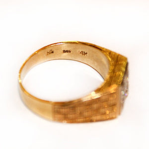 Vintage 14ct Yellow Gold Diamond Signet Ring