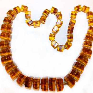 Natural Amber Square Beaded Necklace