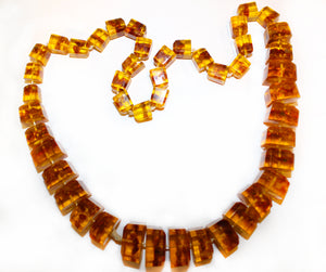 Natural Amber Square Beaded Necklace