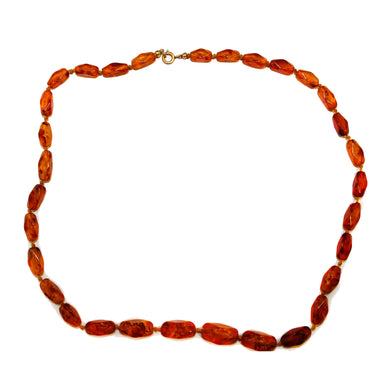 Vintage Faceted Baltic Amber Beaded Necklace