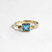 Vintage 9ct Yellow Gold Swiss Topaz and Diamond Ring
