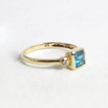 Vintage 9ct Yellow Gold Swiss Topaz and Diamond Ring