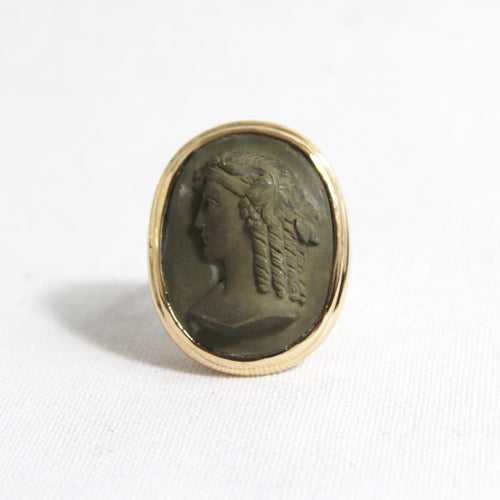 9ct Yellow Gold Lava Stone Cameo Dress Ring