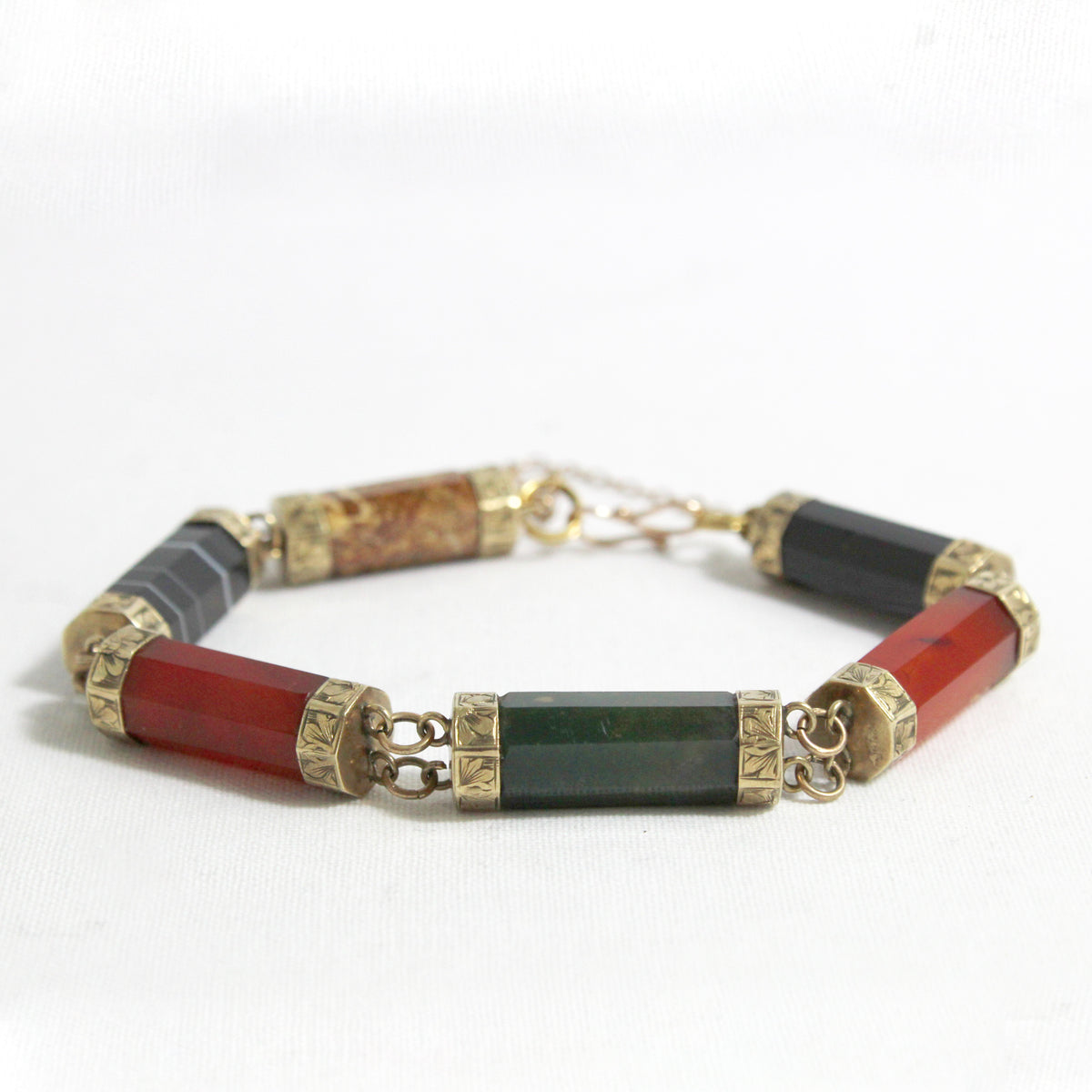 Antique Agate, Carnelian, Bloodstone and Jasper Bracelet