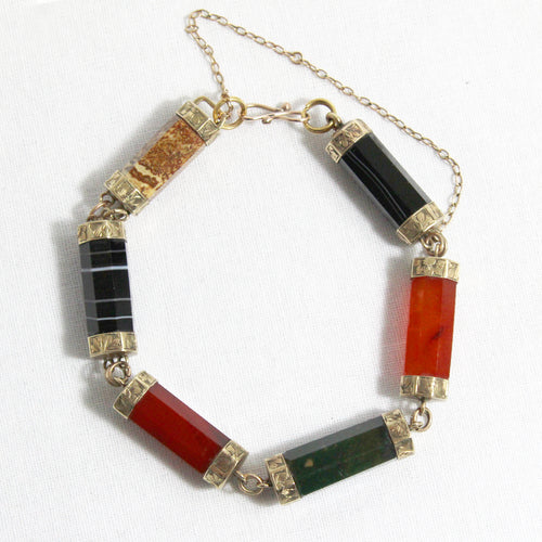 Antique Agate, Carnelian, Bloodstone and Jasper Bracelet