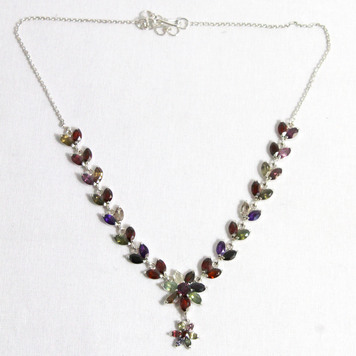 Sterling Silver Assorted Tourmaline Collar Necklace