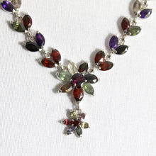 Sterling Silver Assorted Tourmaline Collar Necklace