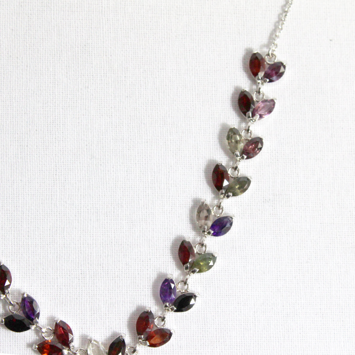 Sterling Silver Assorted Tourmaline Collar Necklace