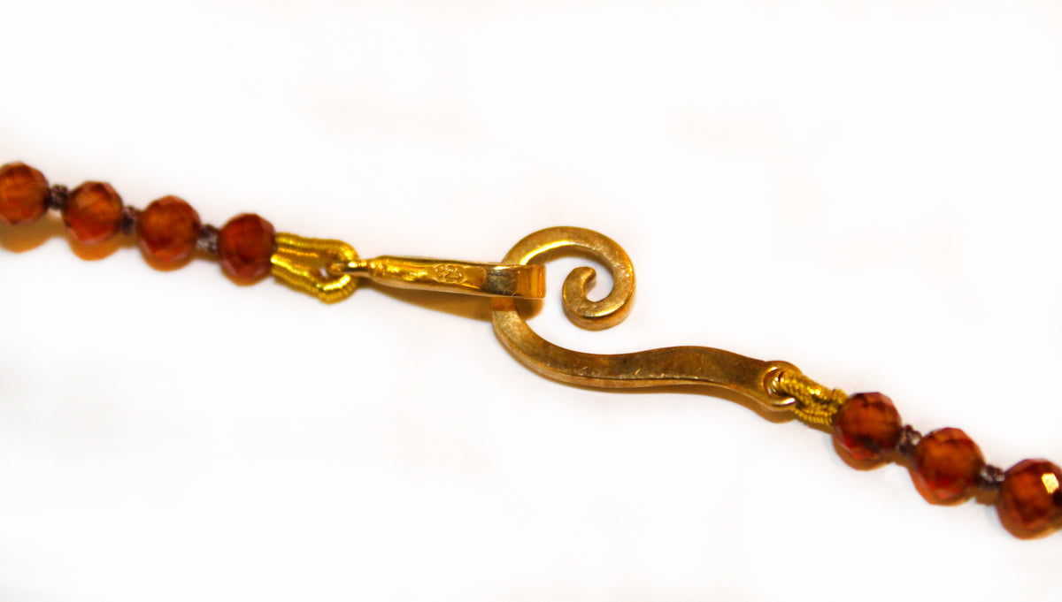 Spessartite Garnet and Blue Chalcedony Necklace