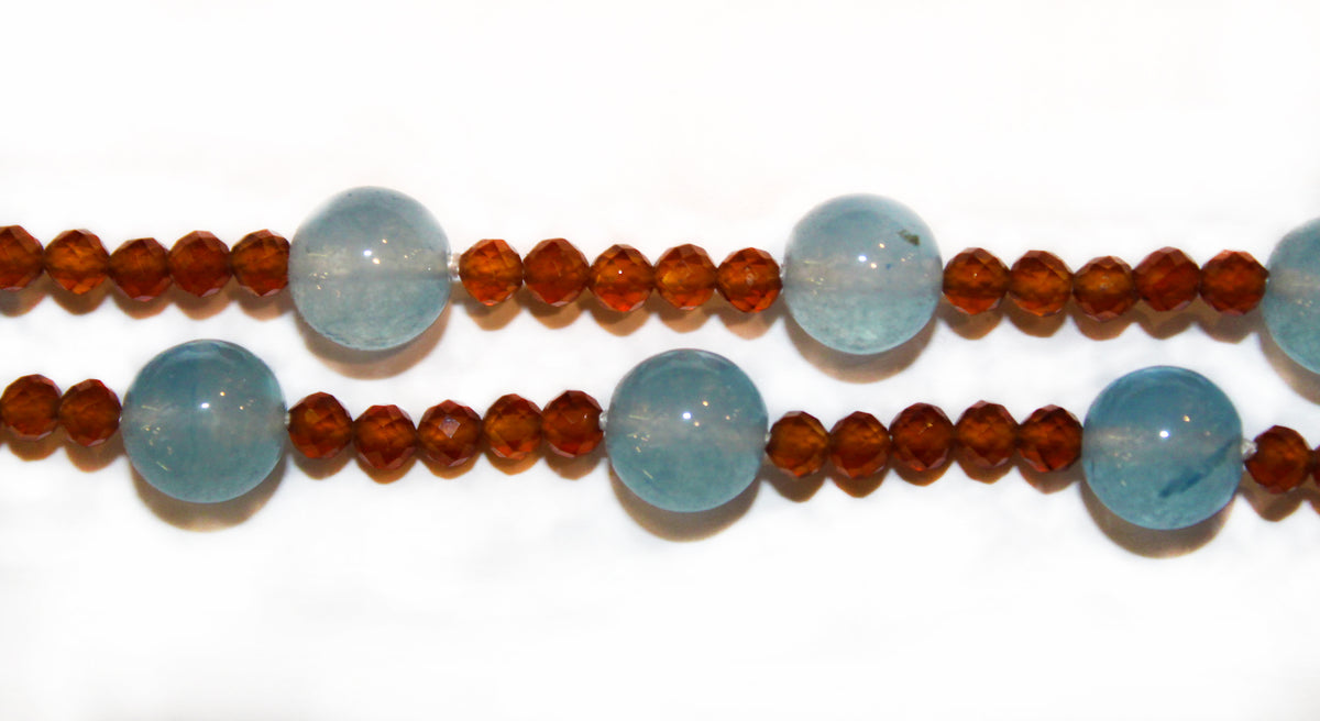 Spessartite Garnet and Blue Chalcedony Necklace