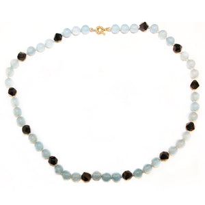 Sterling Silver Chalcedony and Black Onyx Necklace