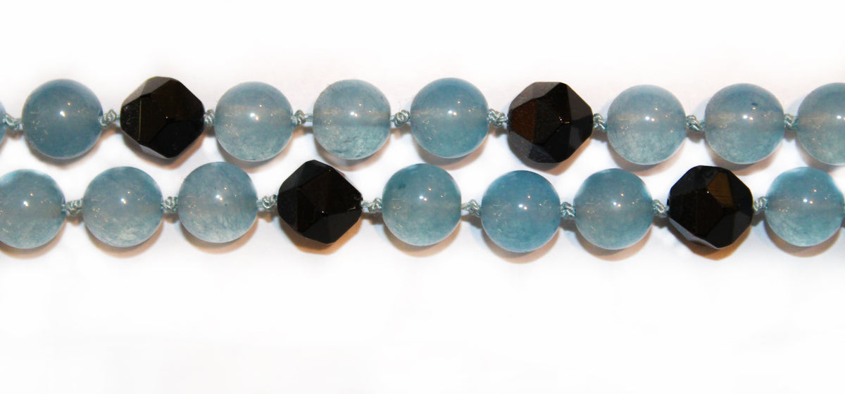 Sterling Silver Chalcedony and Black Onyx Necklace