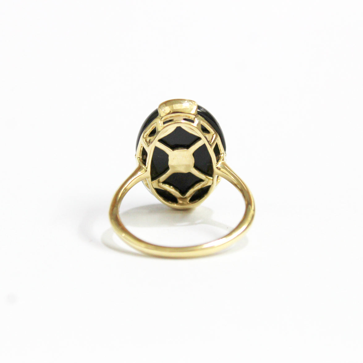 9ct Yellow Gold Black Onyx and Diamond Band Dress Ring