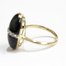 9ct Yellow Gold Black Onyx and Diamond Band Dress Ring