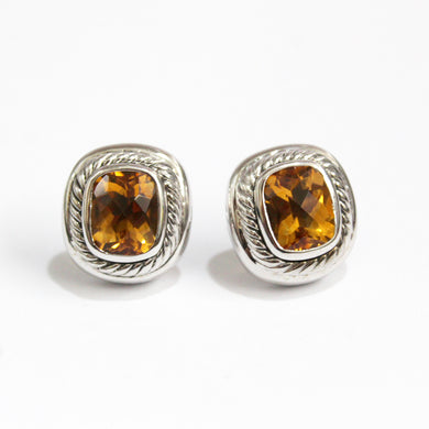 Vintage Sterling Silver Maderia Citrine Clip On Earrings