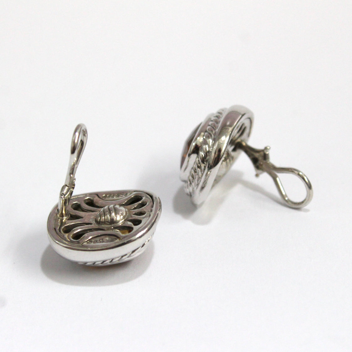 Vintage Sterling Silver Maderia Citrine Clip On Earrings