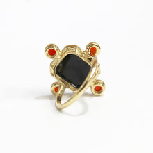 Banded Agate Cameo and Carnelian Cocktail Ring