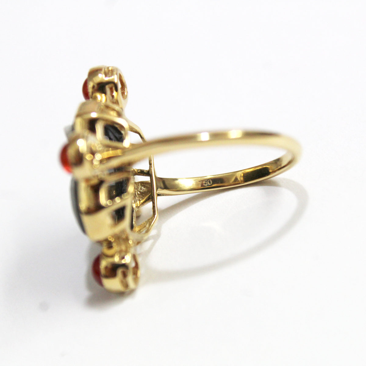 Banded Agate Cameo and Carnelian Cocktail Ring