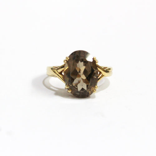 Vintage 9ct Yellow Gold Smoky Quartz Ring