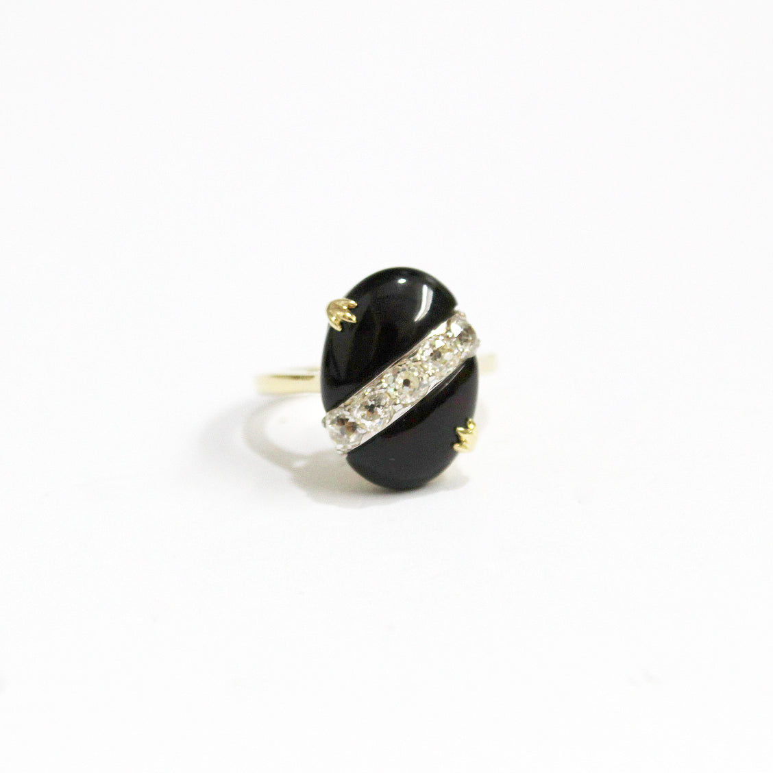 Black Onyx and +1ct Diamond Band Dress Ring