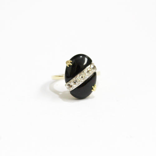 Black Onyx and +1ct Diamond Band Dress Ring