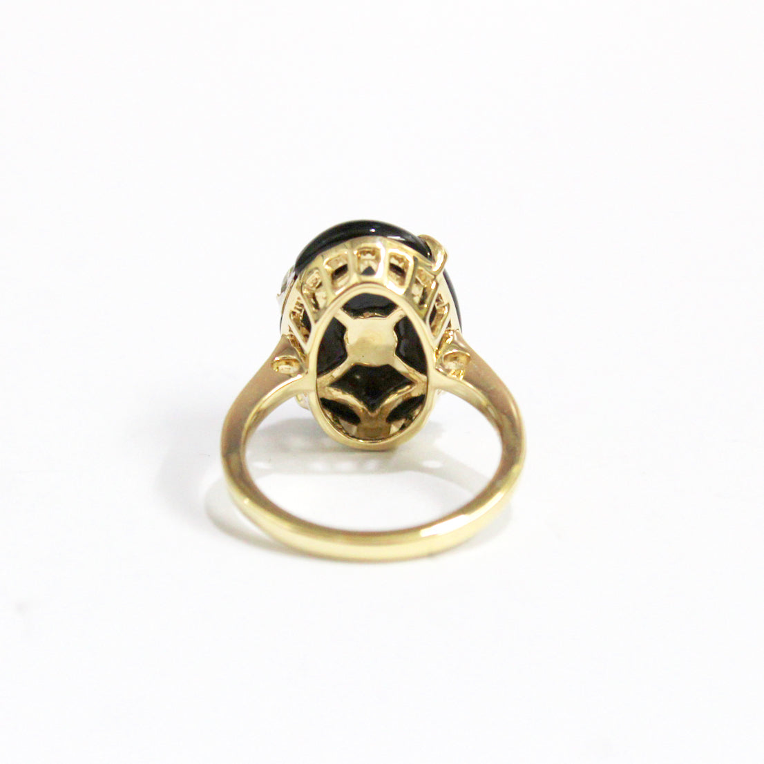 Black Onyx and +1ct Diamond Band Dress Ring