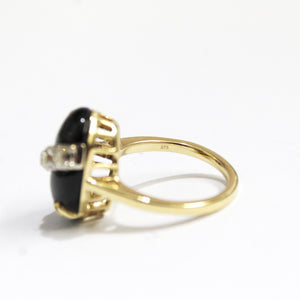 Black Onyx and +1ct Diamond Band Dress Ring