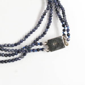 Silver Natural Sapphire Beaded Multi-Strand Necklace
