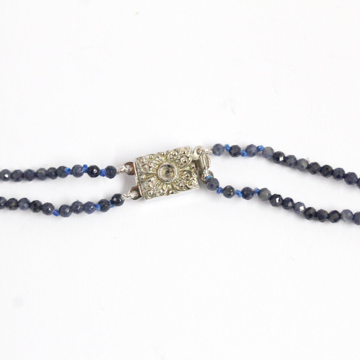 Silver Natural Sapphire Beaded Multi-Strand Necklace