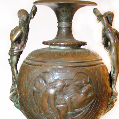 Antique Bronze Urn on Dark Marble carved Base