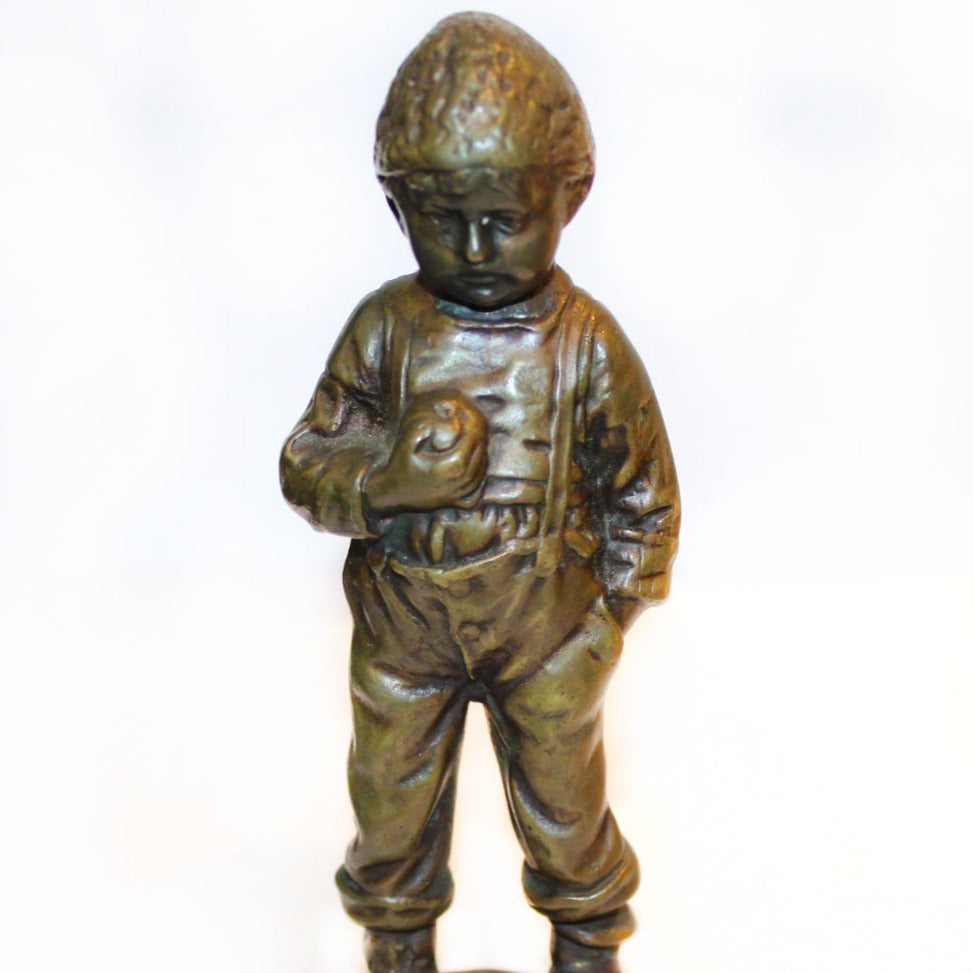 Vintage Apfeldieb Bronze Statuette