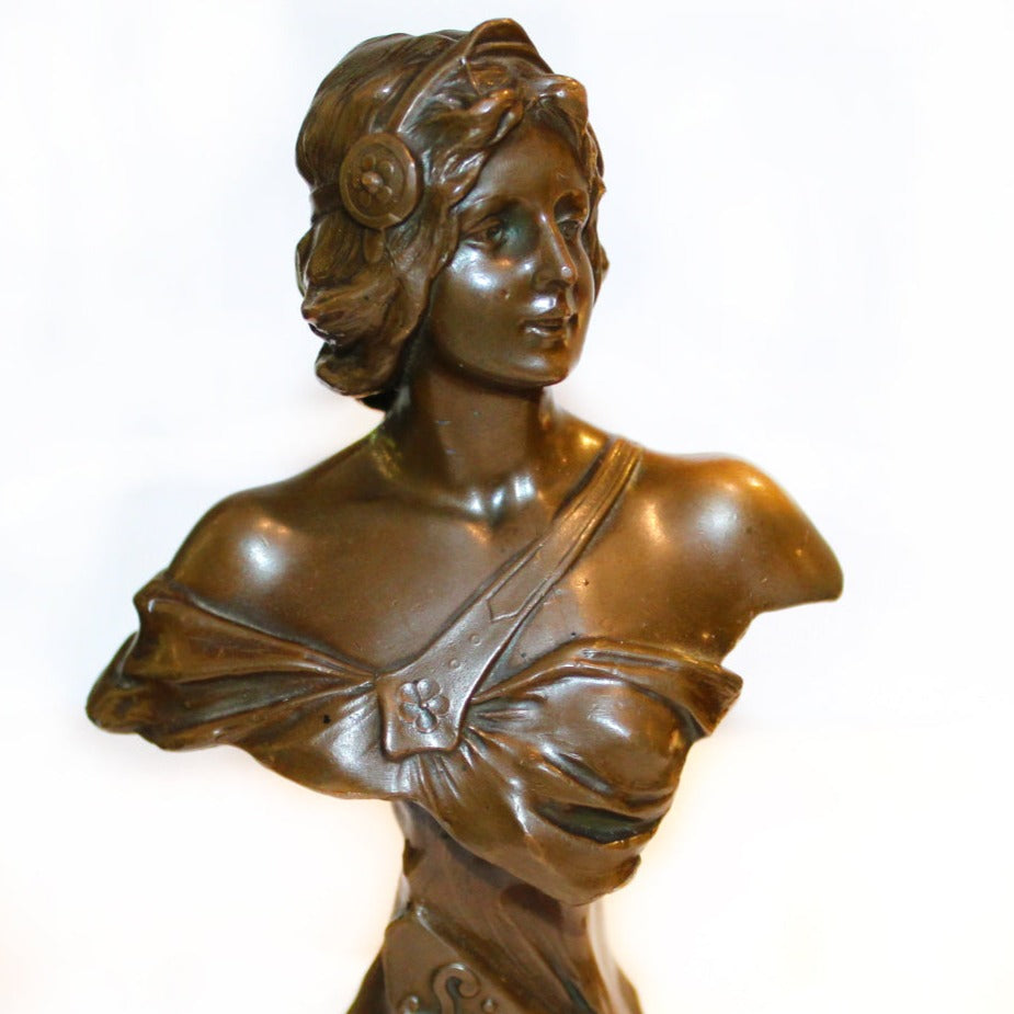 Vintage Sirene Bronze Statuette Bust