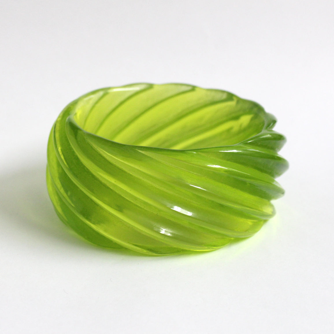Vintage Carved Green Bakelite Bangle