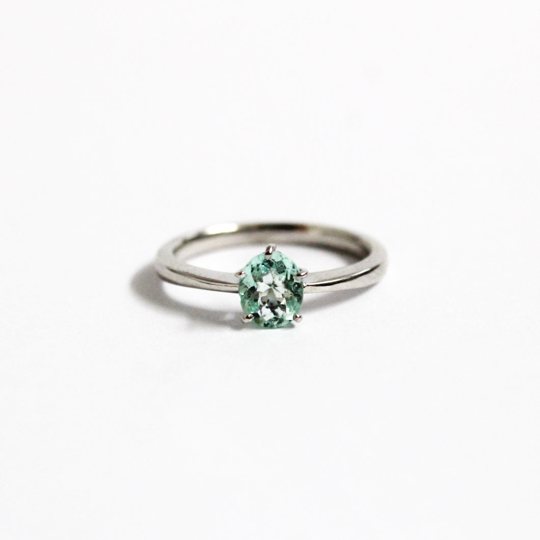 9ct White Gold 0.48ct Blue Paraiba Tourmaline Solitaire Ring