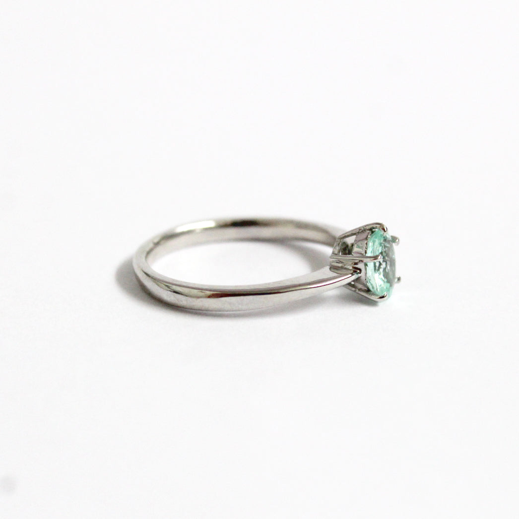 9ct White Gold 0.48ct Blue Paraiba Tourmaline Solitaire Ring