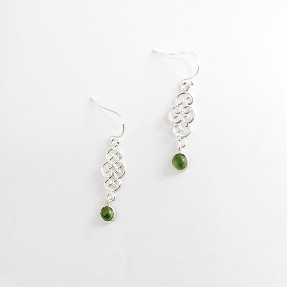 Sterling Silver Curled Wire Peridot Hook Drop Earrings
