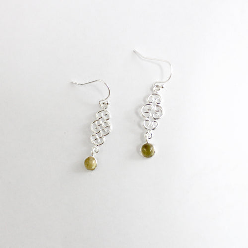 Sterling Silver Curled Wire Citrine Hook Drop Earrings