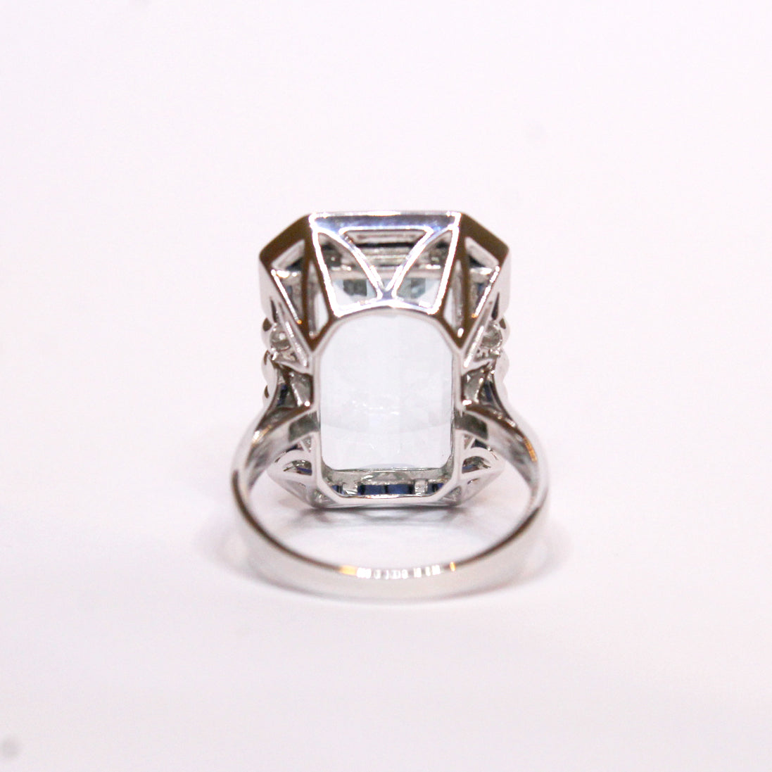 White Gold Aquamarine, Sapphire and Diamond Ring