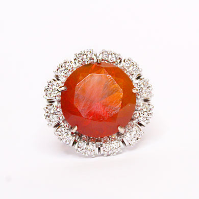Mexican Fire Opal and Diamond Cocktail Ring