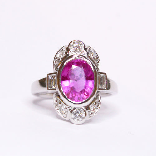 9ct White Gold 3.01ct Pink Sapphire and Diamond Dress Ring