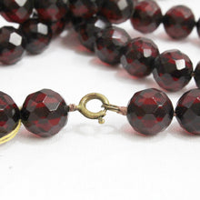 Antique Blood Red Faceted Bakelite Beaded Necklace