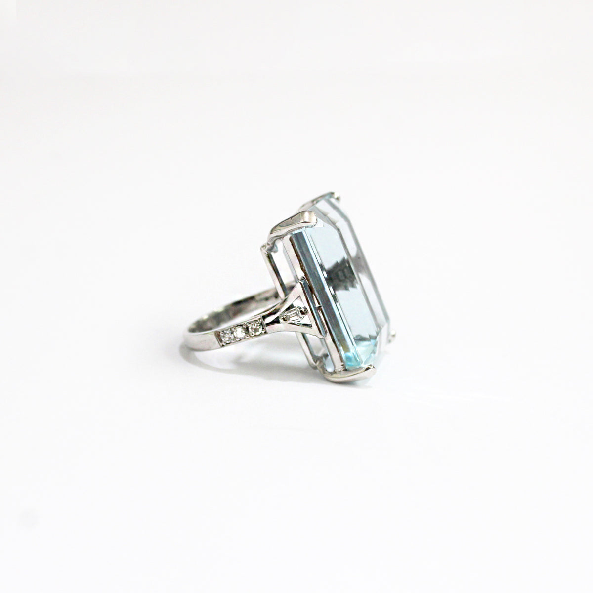 White Gold Aquamarine and Diamond Ring